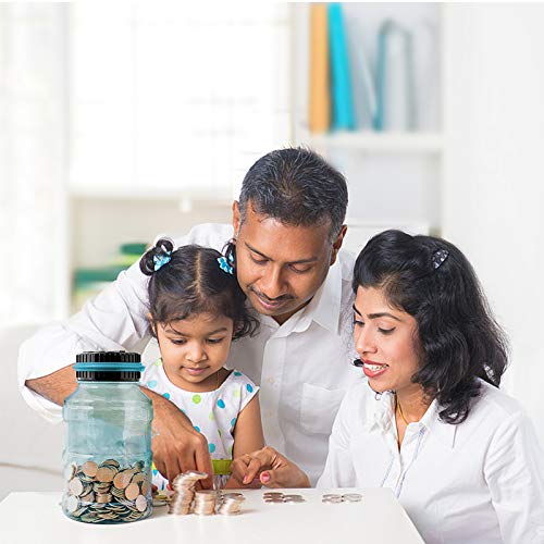 Vcertcpl Large Piggy Bank for Boys Adults, Vcertcpl Digital Coin Counting Bank with LCD Counter, 1.8L Capacity Coin Bank Money Jar for Adults, Designed for All US Coins (Blue2) - Image 3