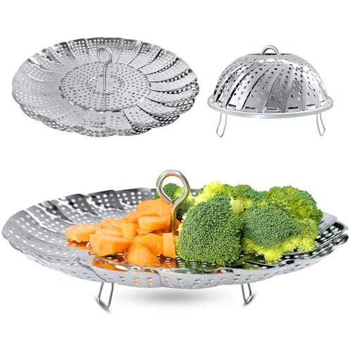 Sayfine Vegetable Steamer Basket, Premium Stainless Steel Veggie Steamer Basket - Folding Expandable Steamers to Fits Various Size Pot (Extra Large (6.5" to 11")) - Image 1