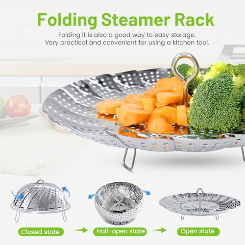 Sayfine Vegetable Steamer Basket, Premium Stainless Steel Veggie Steamer Basket - Folding Expandable Steamers to Fits Various Size Pot (Extra Large (6.5" to 11")) - Image 4