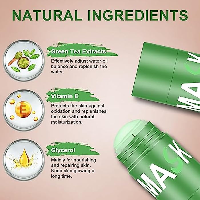 Lisara Green Tea Face Mask Stick for Face, Blackhead Remover with Green Tea Extract, Poreless Deep Cleanse Mask Stick For Purifying, Moisturizing, Oil Control Reduce For Women and Men,All Skin Types,2 Pieces - Image 2