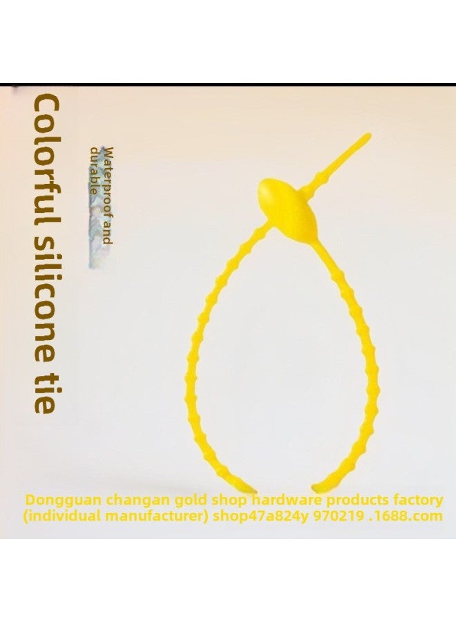 Loquat 215mm Colorful Self-locking Silicone Cable Tie Data Cable Headset Winder DIY Key Doll Sling-Color:Green - Image 3