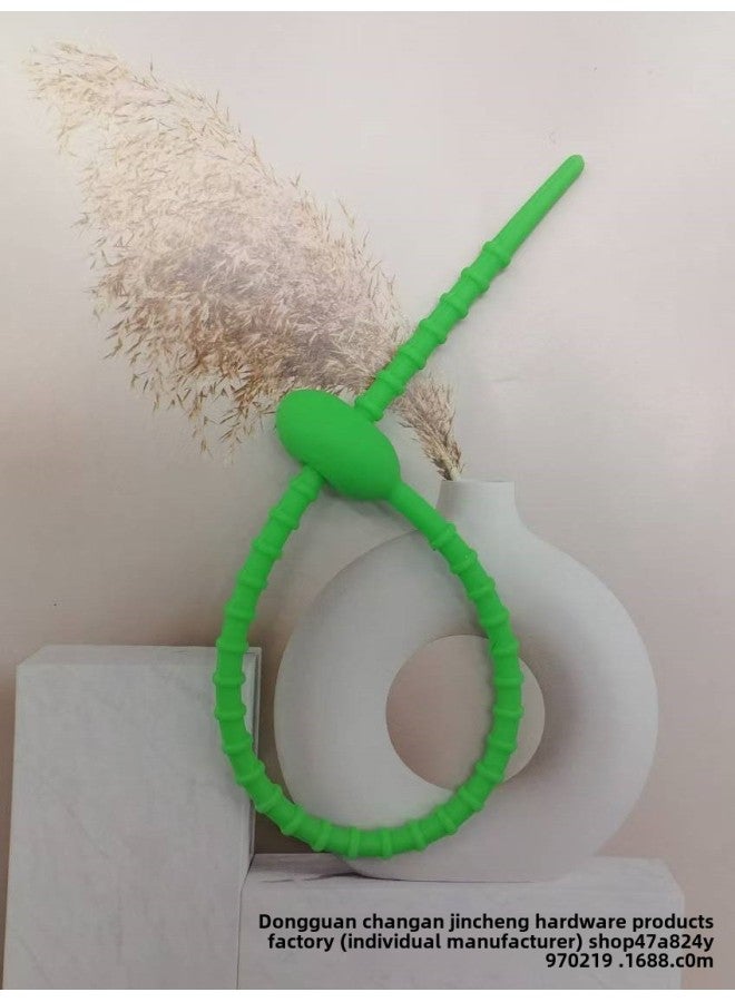 Loquat 215mm Colorful Self-locking Silicone Cable Tie Data Cable Headset Winder DIY Key Doll Sling-Color:Green - Image 1
