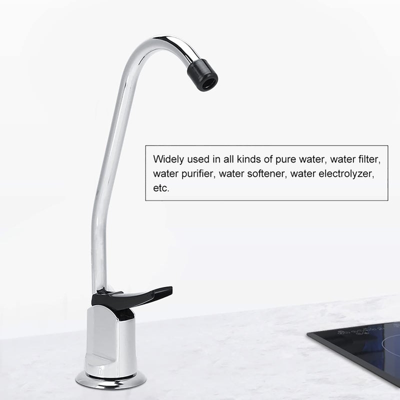 زيرون صنبور من الفولاذ المقاوم للصدأ مطلي بالكروم مطلي بالتناضح العكسي أوزة الرقبة السريعة اتصال مياه الشرب مرشح المطبخ صنبور المطبخ صنبور لنظام ترشيح مياه RO الشرب - Image 1