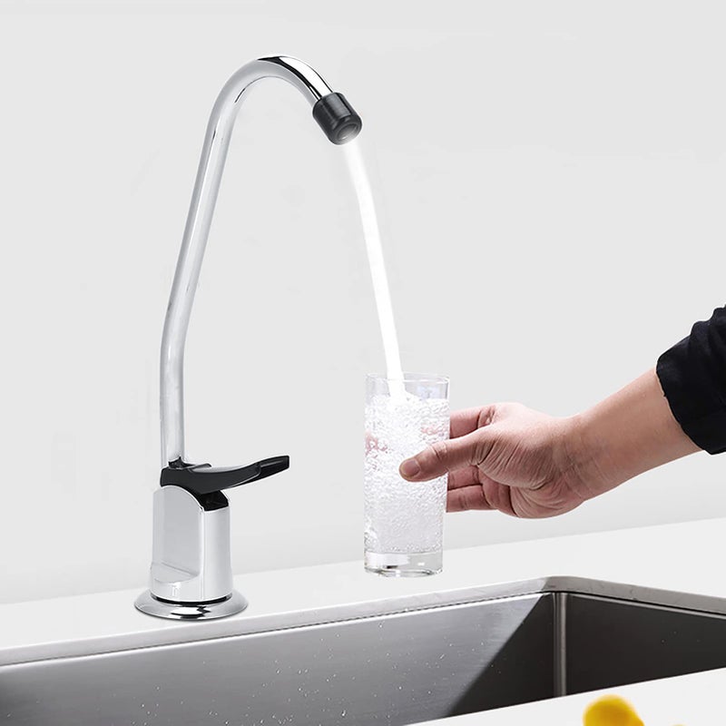 زيرون صنبور من الفولاذ المقاوم للصدأ مطلي بالكروم مطلي بالتناضح العكسي أوزة الرقبة السريعة اتصال مياه الشرب مرشح المطبخ صنبور المطبخ صنبور لنظام ترشيح مياه RO الشرب - Image 3