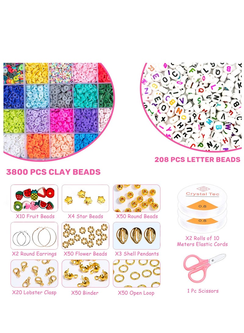 StarKids Clay Round Flat Beads Jewelry Making DIY Bracelet Craft Kit for Kids | Bracelets, necklaces, earrings making set | English letters beads, fruit beads - Image 2