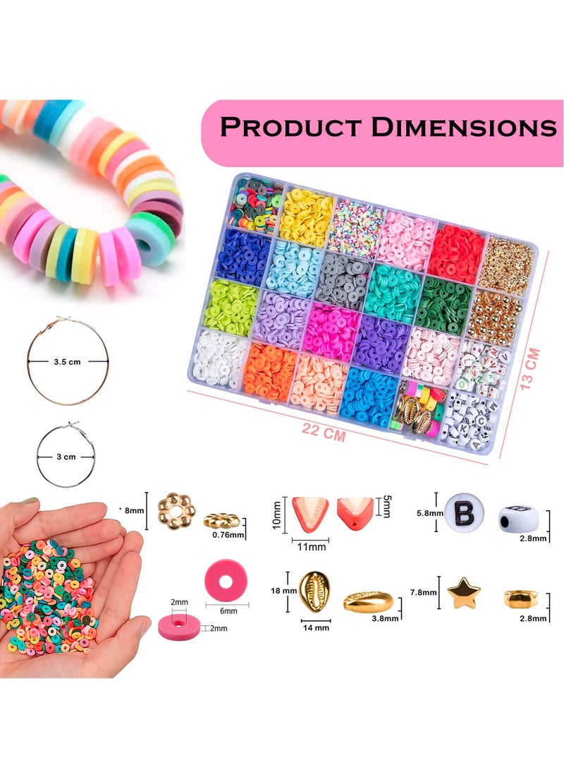 StarKids Clay Round Flat Beads Jewelry Making DIY Bracelet Craft Kit for Kids | Bracelets, necklaces, earrings making set | English letters beads, fruit beads - Image 4