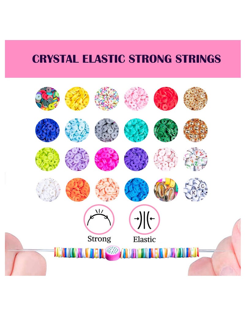 StarKids Clay Round Flat Beads Jewelry Making DIY Bracelet Craft Kit for Kids | Bracelets, necklaces, earrings making set | English letters beads, fruit beads - Image 3