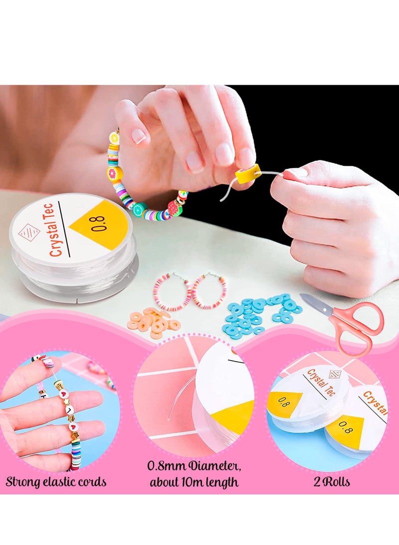 StarKids Clay Round Flat Beads Jewelry Making DIY Bracelet Craft Kit for Kids | Bracelets, necklaces, earrings making set | English letters beads, fruit beads - Image 5