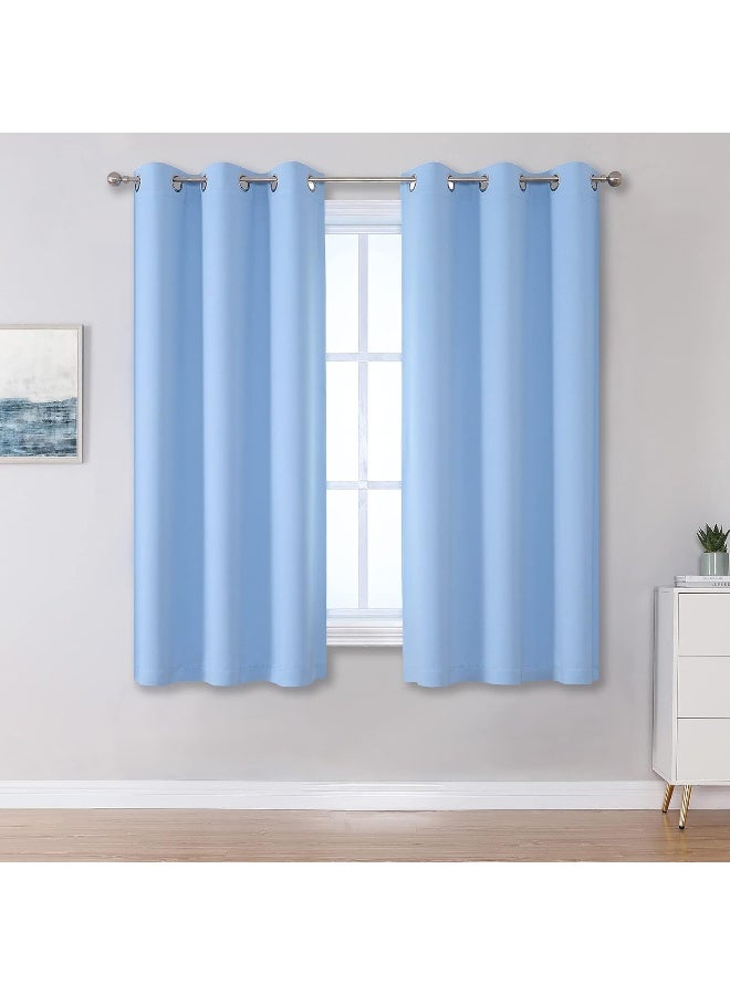 DUALIFE Cerulean Blue Blackout Curtains Light Blue- Baby Blue Room Darkening Curtains 38 x 45 Inch Length 2 Panels Sets Bedroom Curtains for Nursery Grommet Top - Image 1