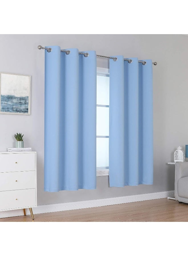 DUALIFE Cerulean Blue Blackout Curtains Light Blue- Baby Blue Room Darkening Curtains 38 x 45 Inch Length 2 Panels Sets Bedroom Curtains for Nursery Grommet Top - Image 2