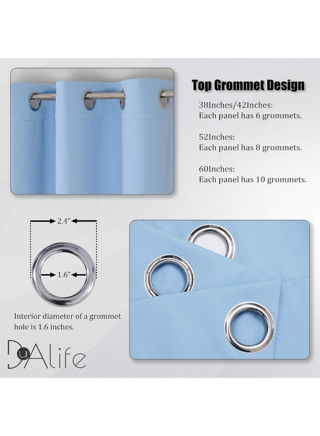 DUALIFE Cerulean Blue Blackout Curtains Light Blue- Baby Blue Room Darkening Curtains 38 x 45 Inch Length 2 Panels Sets Bedroom Curtains for Nursery Grommet Top - Image 3