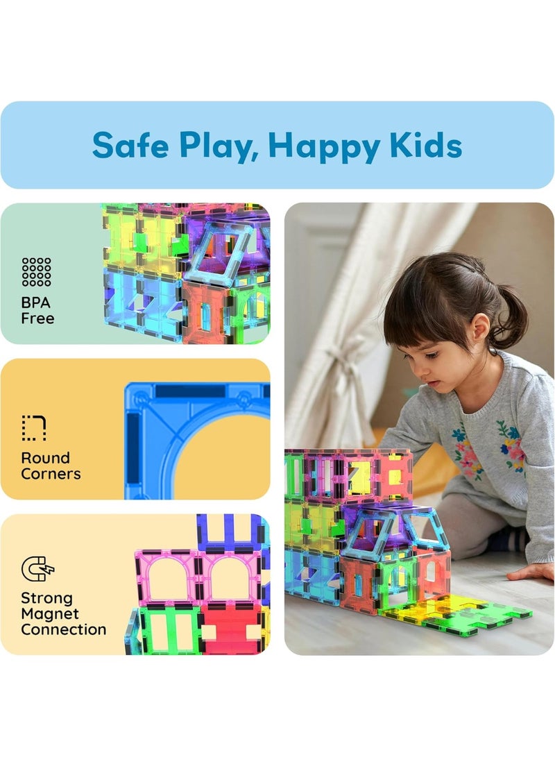 PicassoTiles مجموعة بلاط بيكاسو المغناطيسية للبناء 42 قطعة | كتل بناء | ألعاب STEM | مجموعة ألعاب تعليمية | كتل تكديس | مجموعة بناء للأطفال لتطوير الدماغ - Image 4