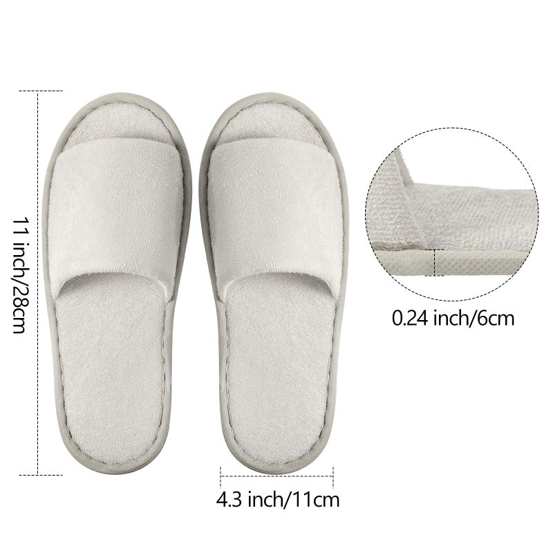 Geyoga 24 Pairs Spa Disposable Slippers Open Toe Non Slip Slippers for Women Men Guests Hotels Home Party Housewarming(Light Gray) - Image 2