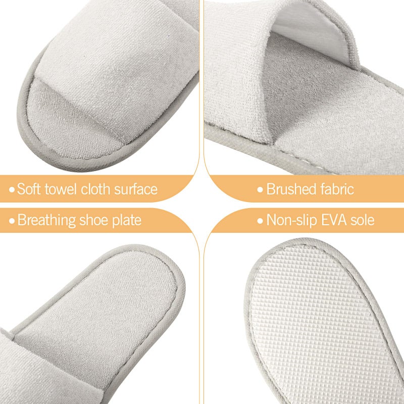 Geyoga 24 Pairs Spa Disposable Slippers Open Toe Non Slip Slippers for Women Men Guests Hotels Home Party Housewarming(Light Gray) - Image 4
