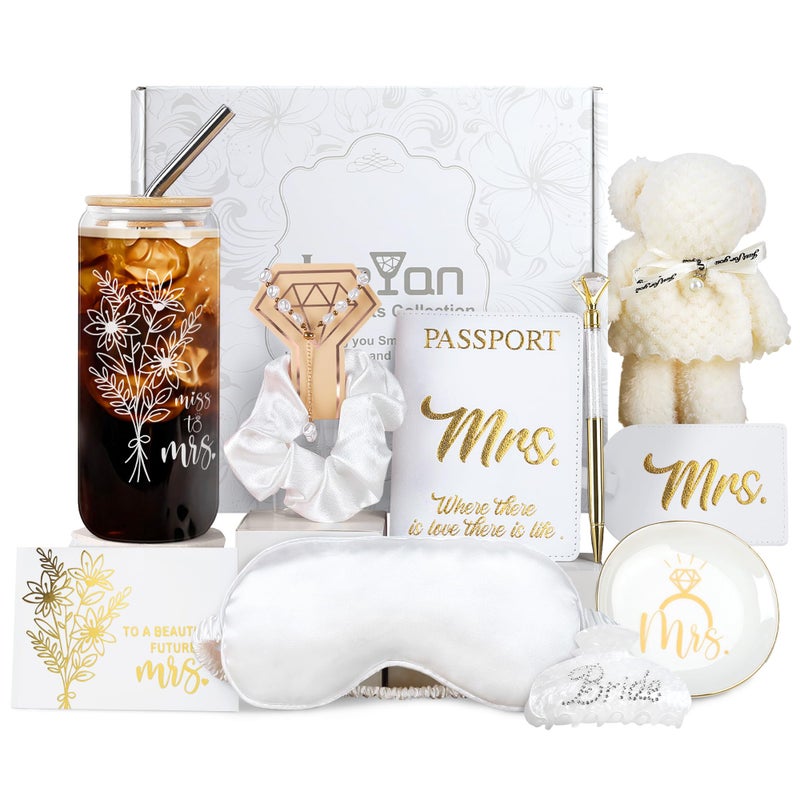 Joeyan Bridal Shower Gifts for Bride 10Pcs Engagement to Honeymoon Bride To Be Gift Box for Women Future Mrs Her Fiance Proposal Wedding Set Bachelorette Party Favors Basket 20oz Bridal Cup - Image 2