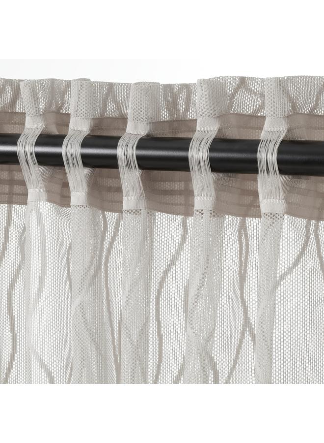 erorex Sheer curtains, 1 pair, with heading tape/grey, 145x300 cm - Image 4
