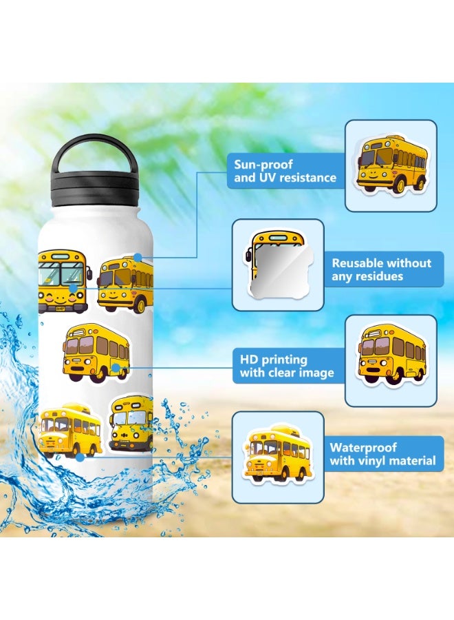 NIBEMINENT 50 Pcs Cartoon School Bus Deco Kit Waterproof Stickers, High Definition Printing Bright Colors, Suitable for Laptop Skateboard Luggage Water Bottle Guitar DIY - Image 3