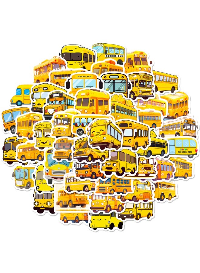 NIBEMINENT 50 Pcs Cartoon School Bus Deco Kit Waterproof Stickers, High Definition Printing Bright Colors, Suitable for Laptop Skateboard Luggage Water Bottle Guitar DIY - Image 1