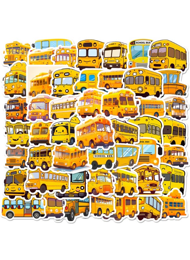 NIBEMINENT 50 Pcs Cartoon School Bus Deco Kit Waterproof Stickers, High Definition Printing Bright Colors, Suitable for Laptop Skateboard Luggage Water Bottle Guitar DIY - Image 2