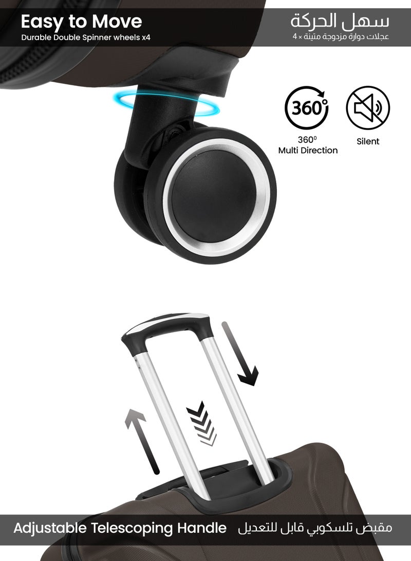 بارا جون حقيبة سفر بعجلات مقاس  بوصة من الأكريلونيتريل بيوتادايين ستايرين خفيفة الوزن بلون بني - Image 2