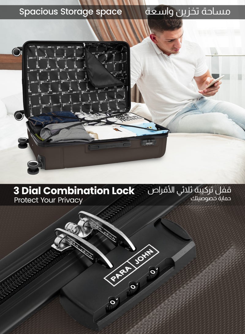 بارا جون حقيبة سفر بعجلات مقاس  بوصة من الأكريلونيتريل بيوتادايين ستايرين خفيفة الوزن بلون بني - Image 3