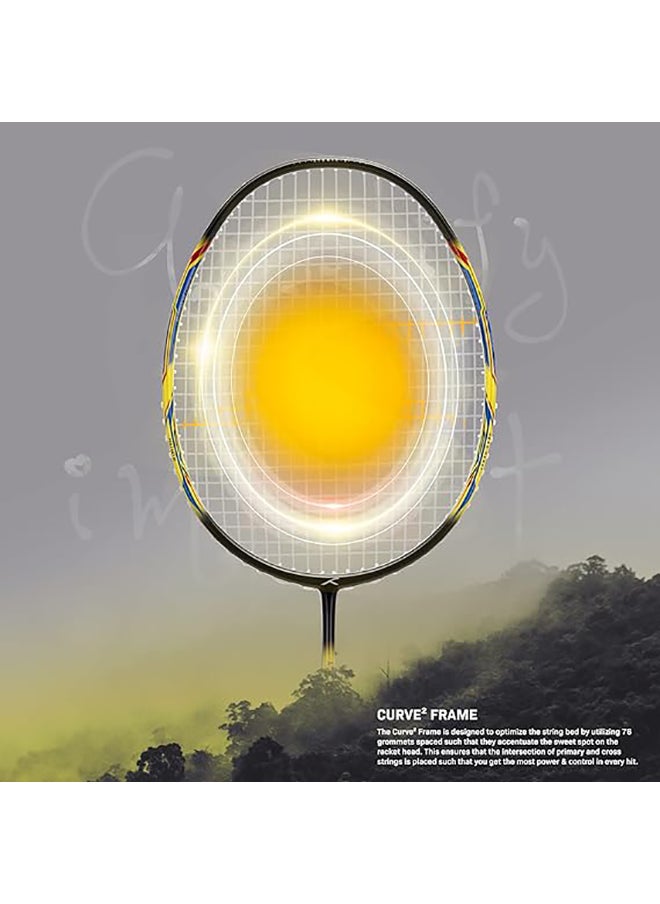 ATOMIC-X 38 CTRL Carbon Fibre Strung Badminton Racket with Full Racket Cover  | For Intermediate Players | 83 grams | Maximum String Tension - 38lbs