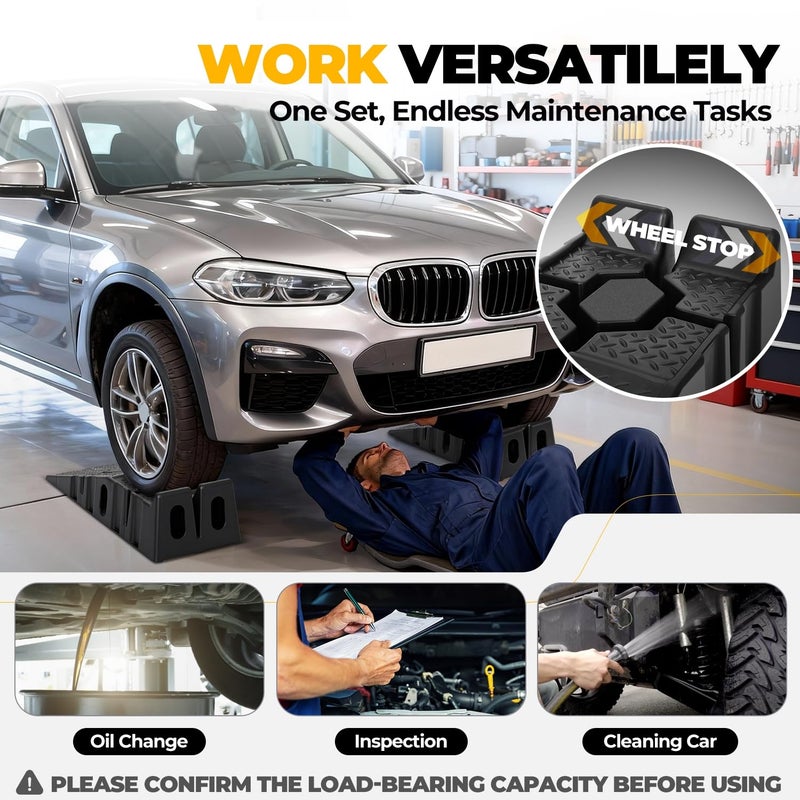 Auto Dynasty Car Ramps for Oil Changes and Lfit, 2Pcs Portable Car Service Ramps with Anti Slip Grooves for Home Garage Maintenance, 2.5 Ton (5000 lb) Load Capacity Vehicle Ramps for Auto Repair - Image 3