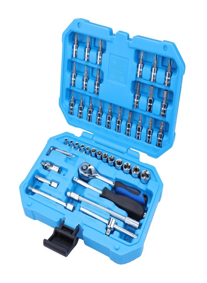 Taparia SA46 Socket Set, 1/4 Inch Drive, 46 Pieces | Chrome Vanadium Steel Sockets & Bits | Professional Mechanic & Home Tool Kit. Suited for Professionals, Workshops, Industries and DIY.