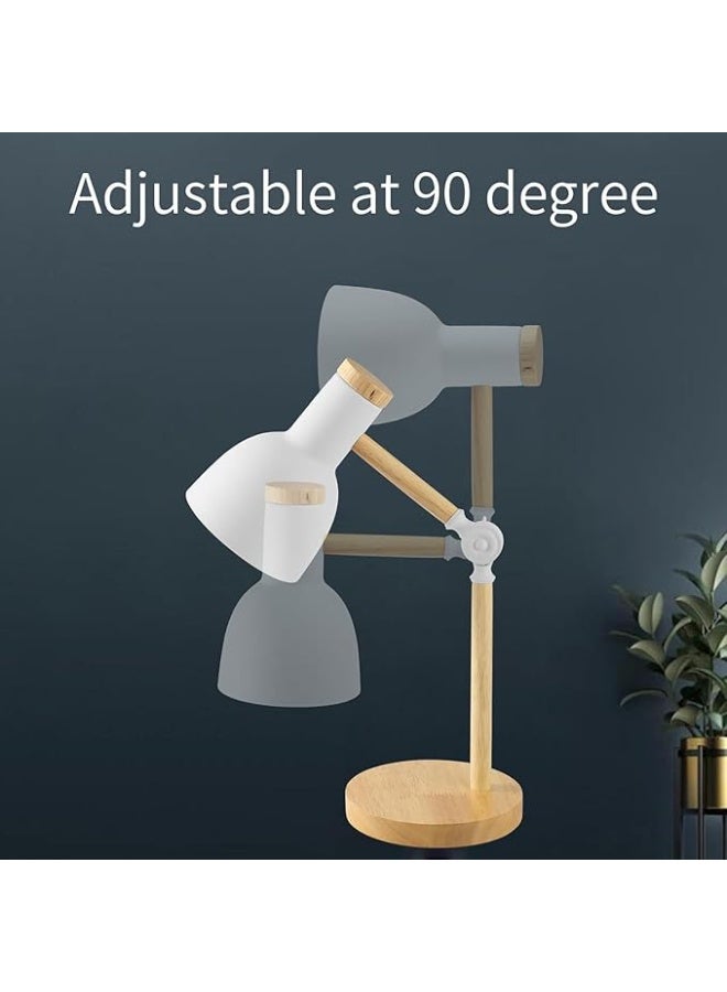 Modern LED desk lamp with wooden base - Study and reading lamp with movable arm and comfortable eye lighting - Stylish modern design (WHITE) - Image 5