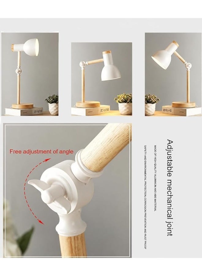 Modern LED desk lamp with wooden base - Study and reading lamp with movable arm and comfortable eye lighting - Stylish modern design (WHITE) - Image 2