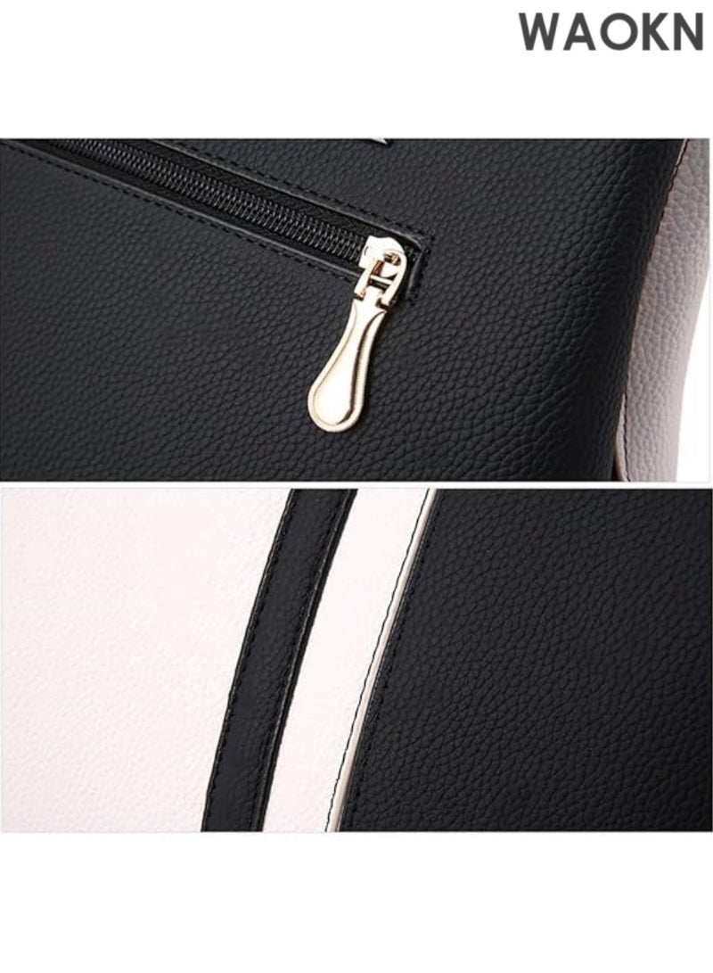 WAOKN Fashion Two-Toned Satchel Handbag for Women - Versatile Top Handle & Adjustable Crossbody Bag - Large Capacity Ladies Shoulder Bag Purse Tote with Multiple Compartments - Stylish Work & Everyday Designer Handbag - Image 5