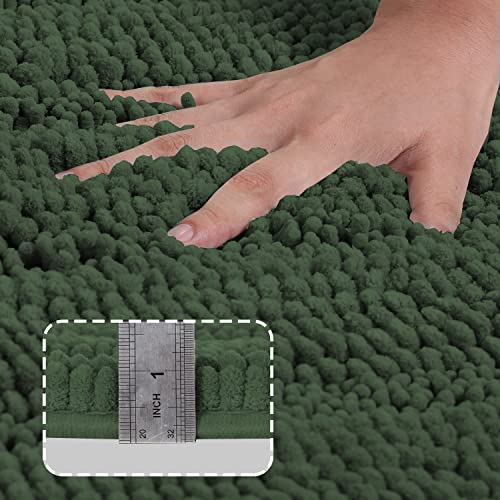 Turquoize Bathroom Rugs Shaggy Chenille Bath Rug Non Slip Thick Shaggy Bath Mats for Bathroom Chenille 1Piece Bath Mat Set Soft Super Absorbent Shower Rug Washable Mats 20x32 Bronze Green - Image 3