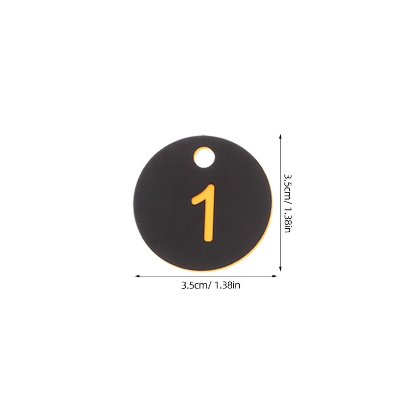 Numbered Plastic Key Tags 1 100 Black Yellow Round Locker Labels for Keychain Identification Office Storage Use - Image 3