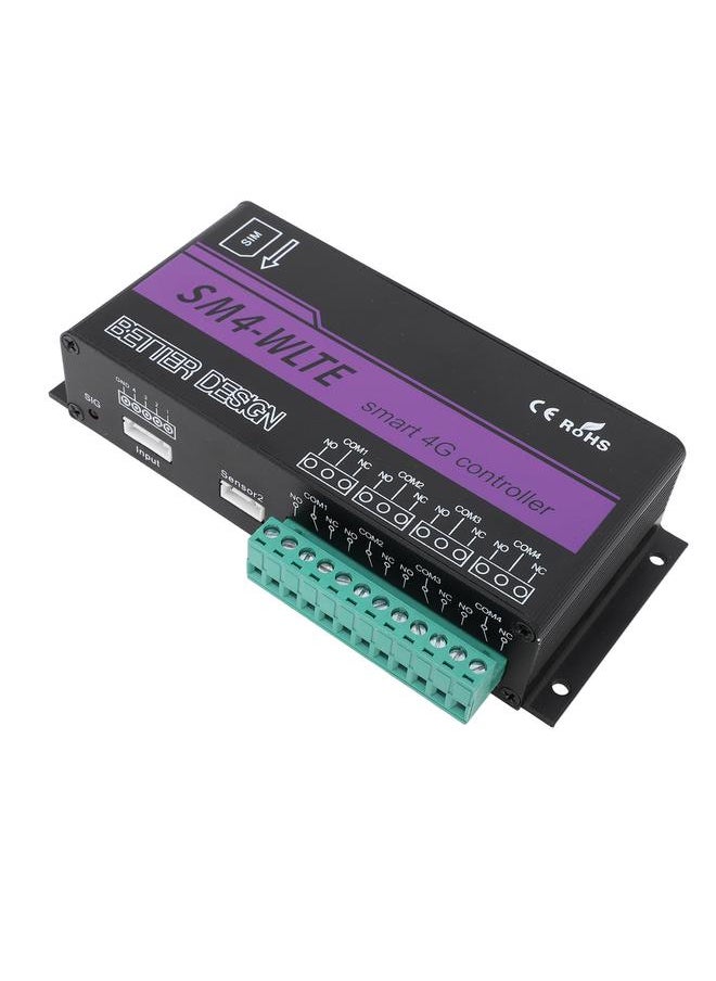 4G 4 Channel Remote Switch Controller APP WEB SMS Relay Control Box for Temperature Humidity Power Failure Alarm