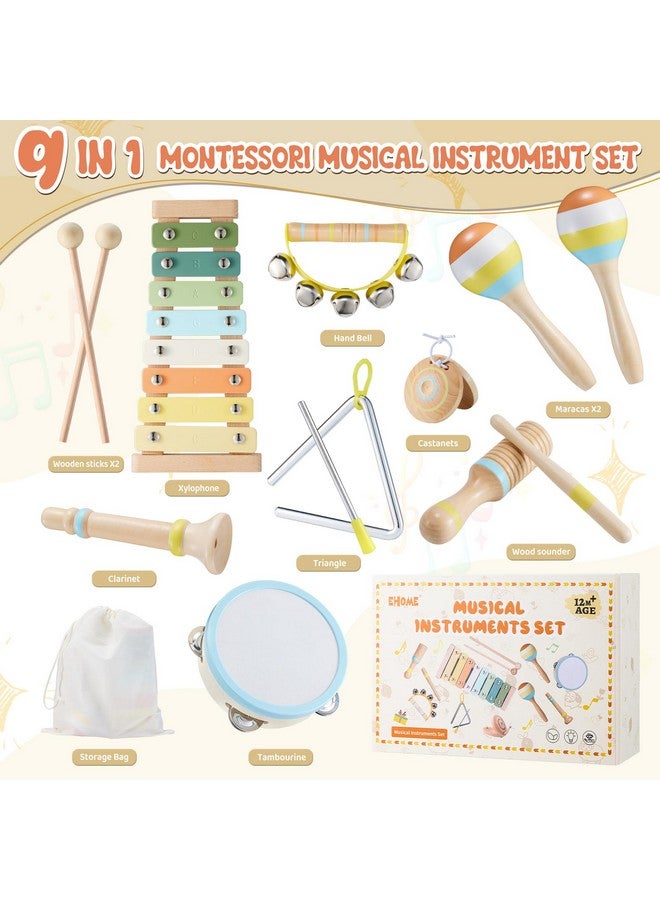 إيهوم أدوات موسيقية للأطفال - مجموعة أدوات إيقاعية بألوان محايدة، ألعاب موسيقية خشبية من مونتيسوري للأطفال الصغار مع إكسيليفون بوهو حديث للأطفال في مرحلة ما قبل المدرسة مع حقيبة تخزين - Image 2