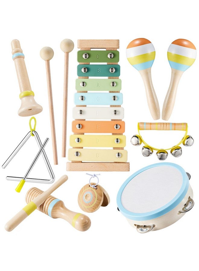 إيهوم أدوات موسيقية للأطفال - مجموعة أدوات إيقاعية بألوان محايدة، ألعاب موسيقية خشبية من مونتيسوري للأطفال الصغار مع إكسيليفون بوهو حديث للأطفال في مرحلة ما قبل المدرسة مع حقيبة تخزين - Image 1
