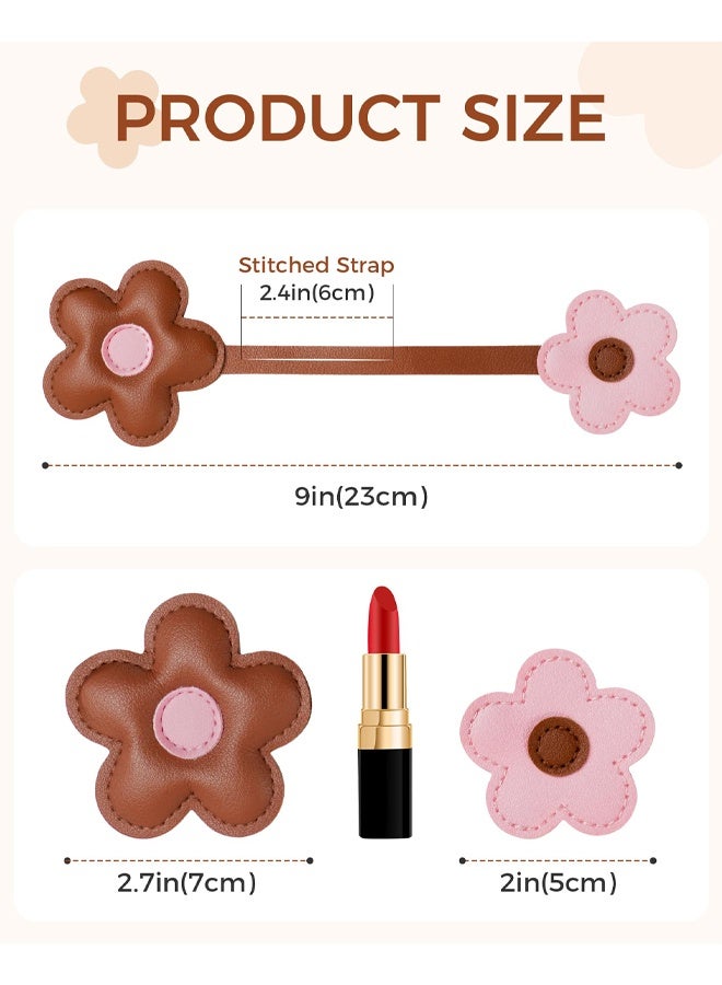 PU Leather Floral Bag Charm Keychain, Cute Flower Accessory for Handbag Purse Backpack, for Women - Image 2