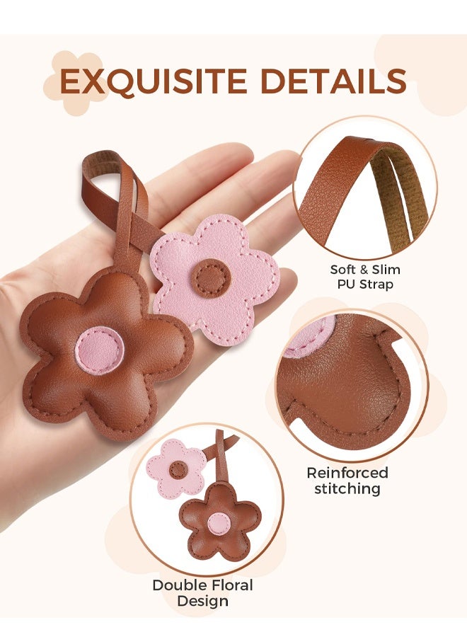 PU Leather Floral Bag Charm Keychain, Cute Flower Accessory for Handbag Purse Backpack, for Women - Image 3