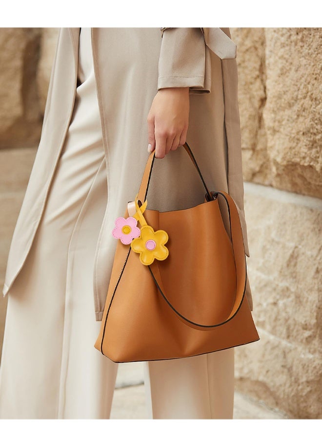 PU Leather Floral Bag Charm Keychain, Cute Flower Accessory for Handbag Purse Backpack, for Women - Image 5