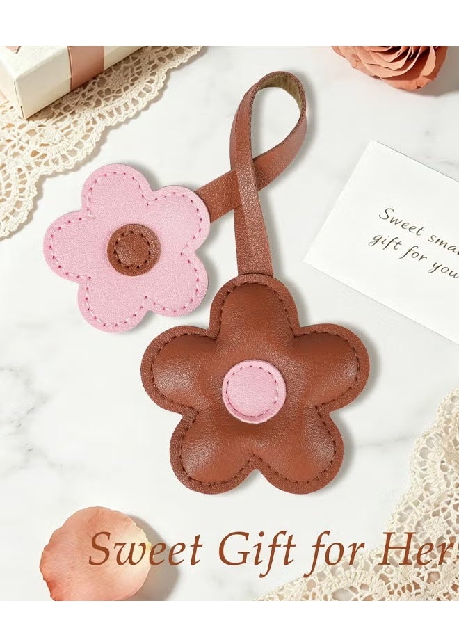 PU Leather Floral Bag Charm Keychain, Cute Flower Accessory for Handbag Purse Backpack, for Women - Image 4
