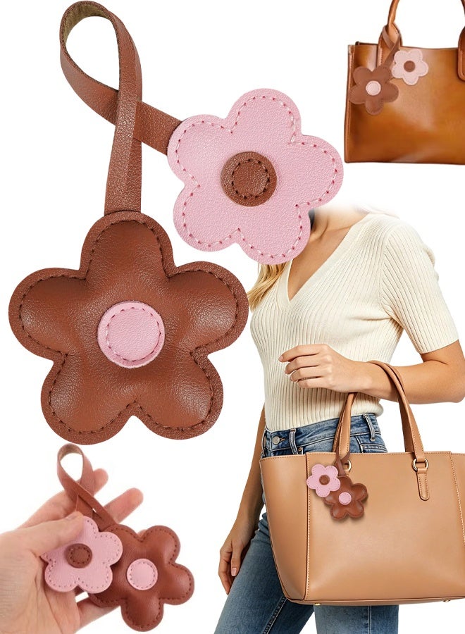 PU Leather Floral Bag Charm Keychain, Cute Flower Accessory for Handbag Purse Backpack, for Women - Image 1