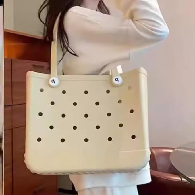 Swejos Beach bag X Large Rubber Beach Tote bag, Waterproof Washable Open for Women Croc bag Hand for Beach Pool Yoga - Image 3