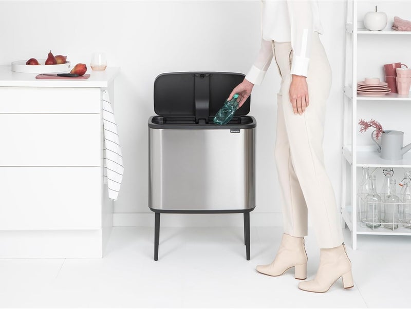 Brabantia Bo Touch Bin with Plastic Bucket, 36L - Matt Steel Fingerprint Proof - Image 4