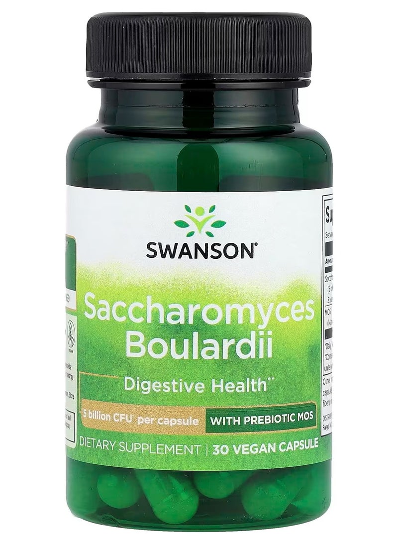 SWANSON Saccharomyces Boulardii with Prebiotic MOS 30 Vegan Capsules