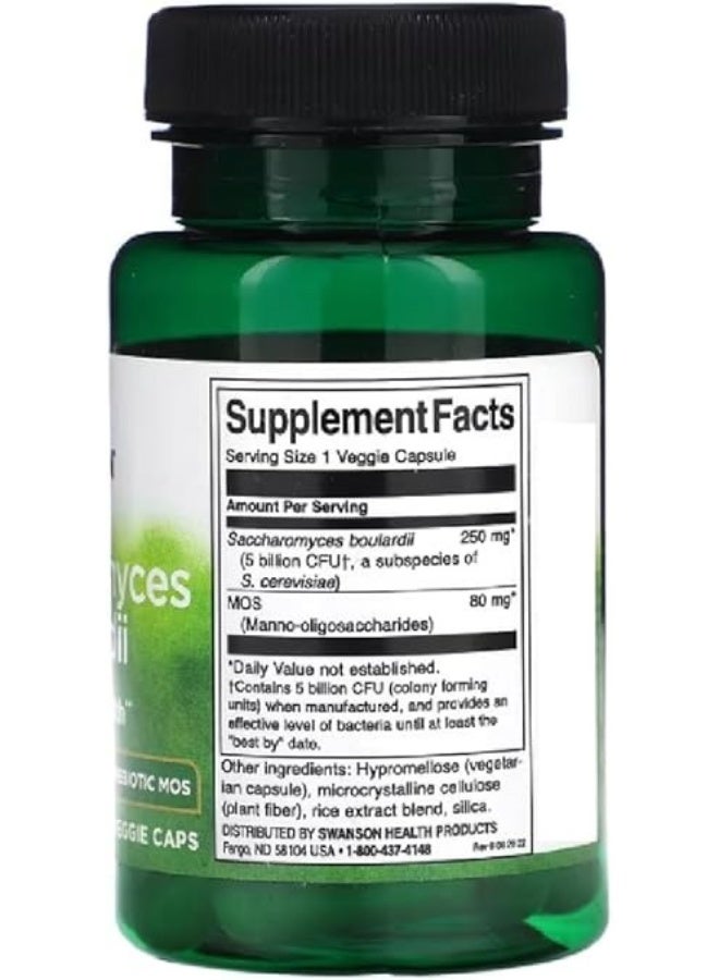 سوانسون كبسولات نباتية من خميرة ساكرومايسس بولاردي مع بريبايوتيك MOS، 30 كبسولة - Image 2