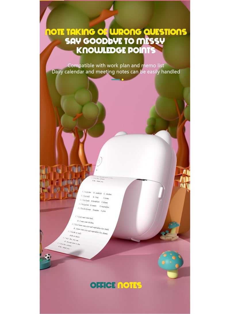 طابعة جيب صغيرة عالية الدقة بإضاءة ليلية ملونة وطباعة بدون حبر واتصال بلوتوث لملاحظات الدراسة والمذكرات والصور والقوائم المتوافقة مع الهواتف الذكية التي تعمل بنظام iOS وAndroid (عين القطة) - Image 4