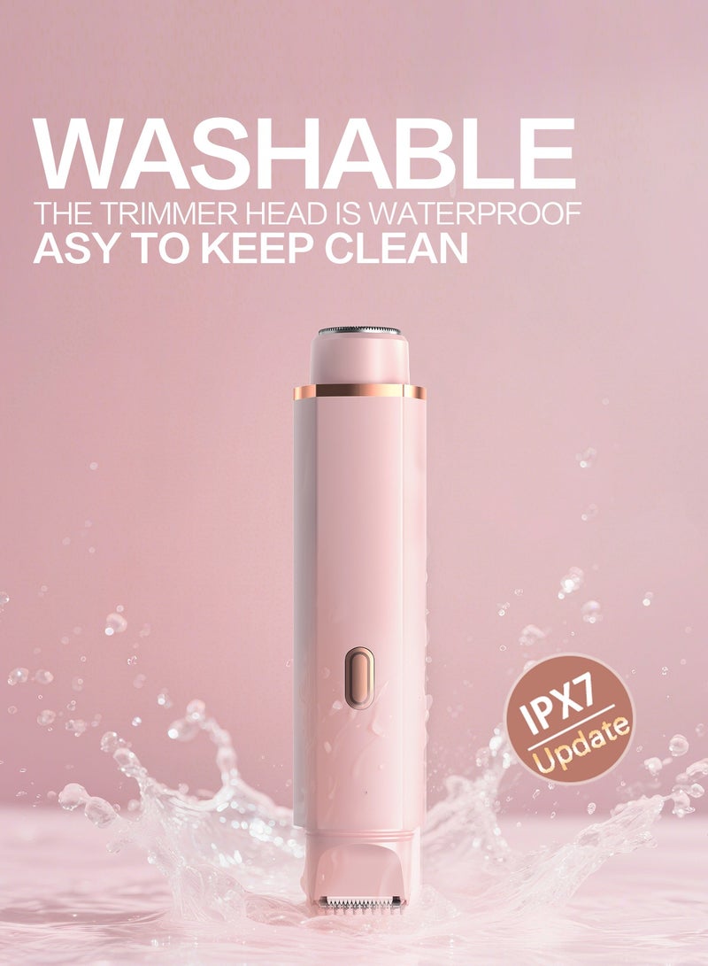 Generic 2-in-1 electric shaver for women,Electric Razor,Bikini Trimmer,Lady Razor for Legs,Arm,Underarm,Bikini，Face,Wet&Dry, IPX7 Waterproof, Rechargeable Trimmer with Type-C Charging,Pink - Image 1