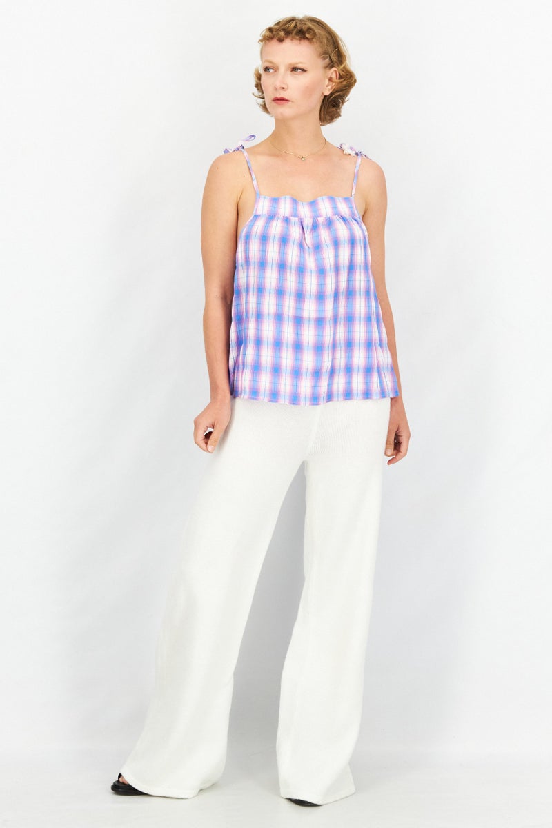 STEVE MADDEN BB Dakota by Steve Madden Women Square Neck Sleeveless Check Print Tops, Multicolor - Image 3