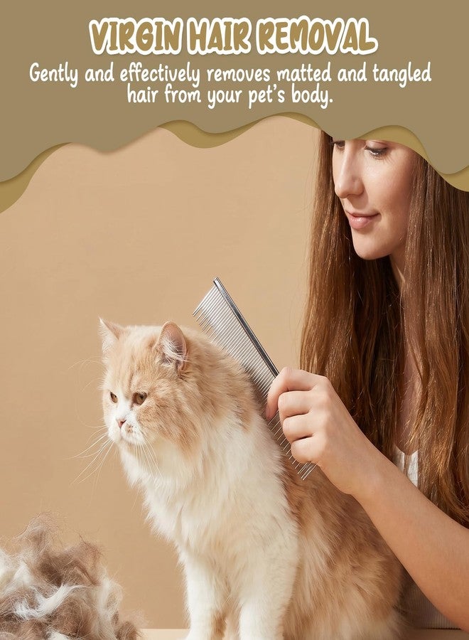 HaiFafafaing 6 Inches Stainless Steel Dual Tooth Cat Comb, Deshedding Dematting Detangler Grooming Tool For Long Haired Cats, Pet Hair Removal Brush - Image 5