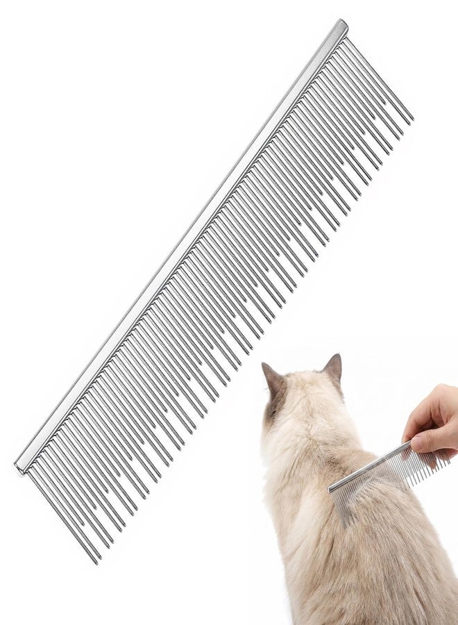 HaiFafafaing 6 Inches Stainless Steel Dual Tooth Cat Comb, Deshedding Dematting Detangler Grooming Tool For Long Haired Cats, Pet Hair Removal Brush - Image 1